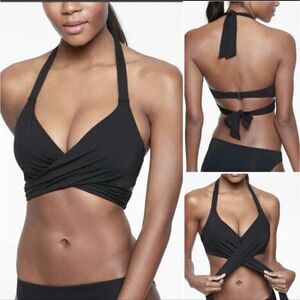 Black Athleta Underwire Wrap Top Bikini 34D/DD Medium Bottoms